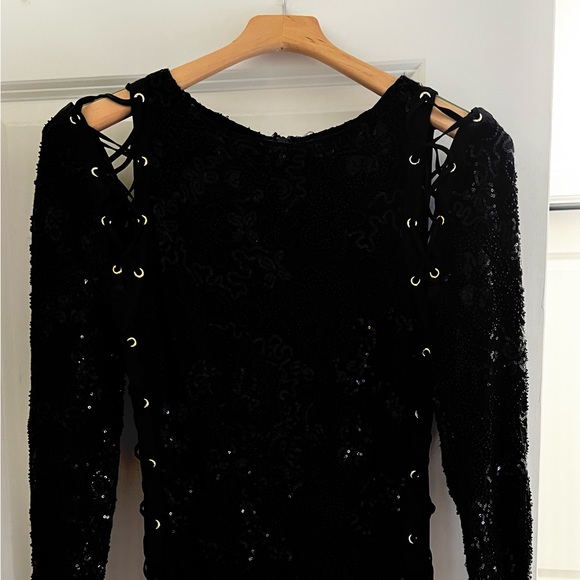 Sparkly✨ Mini Cocktail Dress, Size M, Laced Up Sleeves - Picture 2 of 6